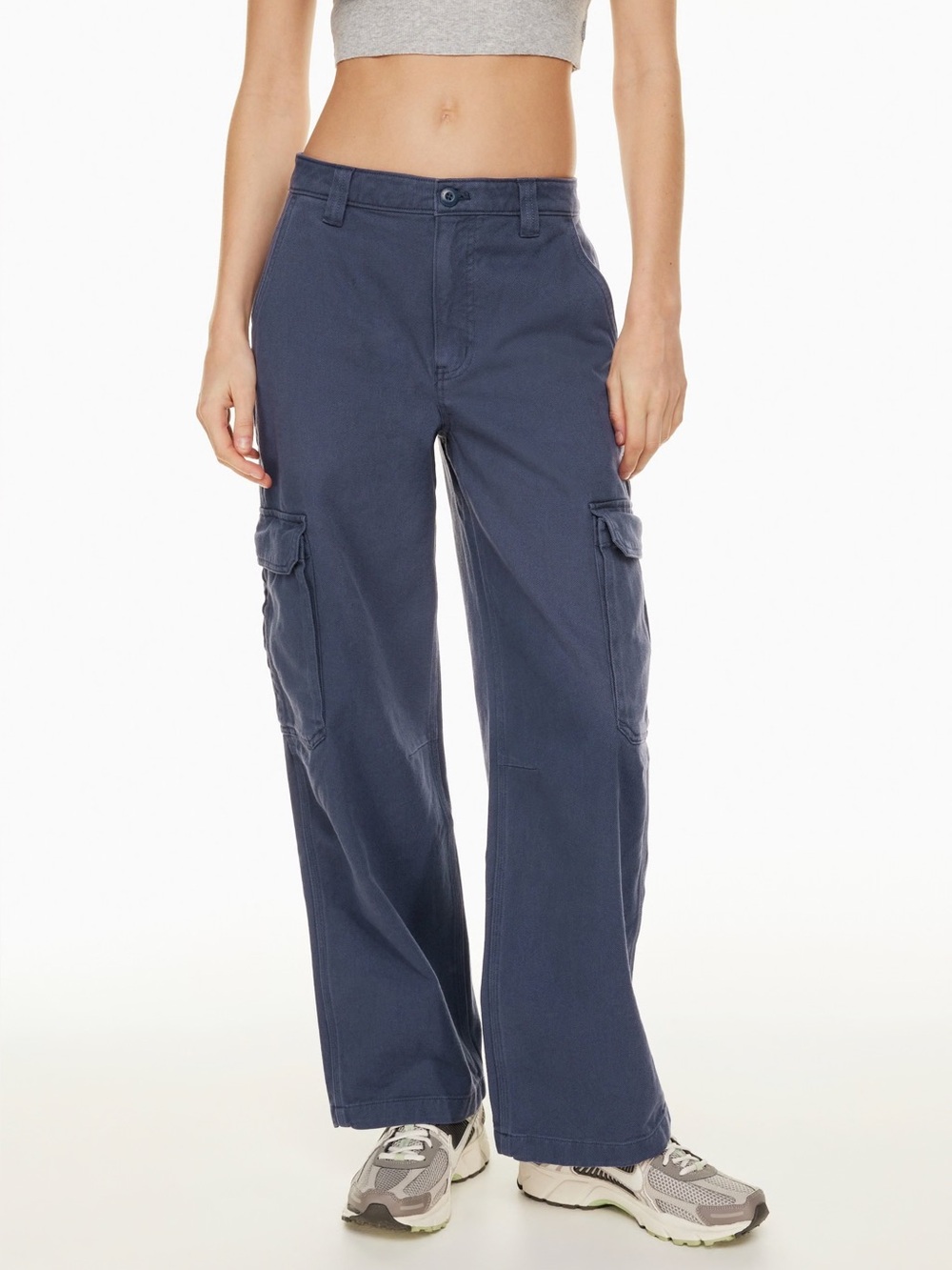 TNA Women's Straight-Leg Cargo Jeans in light blue